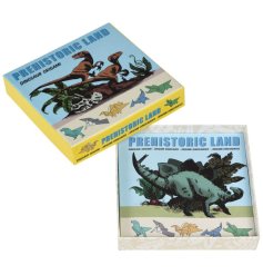 Discover the art of origami and create five incredible origami dinosaurs with our Prehistoric Land kit!