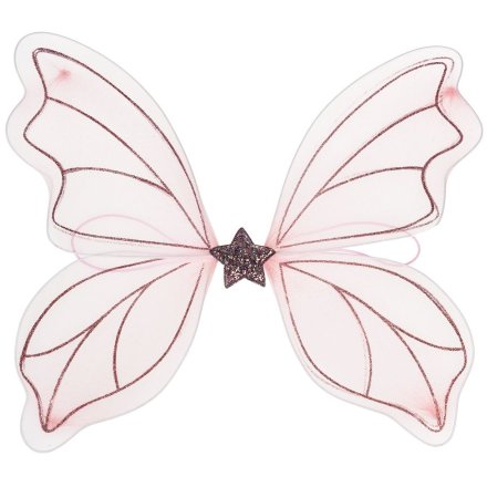 A set of pink glittery fairy wings with a sparkly central star.