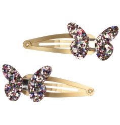 A set of 2 hair clips with a sequin butterfly decal, from the Fairies in the Garden range. 