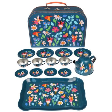 Part of the Fairies in the Garden range, a beautiful tea party set which is stored away in a matching case.