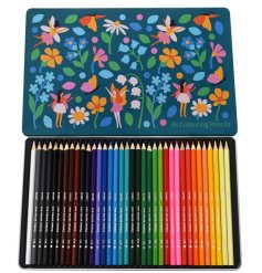 A colourful set of 36 colouring pencils encased in a pretty tin, from the Fairies in the Garden range. 