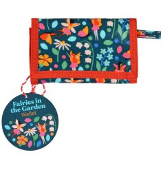 Decorated with fairies and flowers a children's wallet with wipe clean oil cloth, multiple card compartments and zipped 
