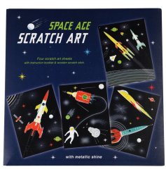 Make out of this world drawings with this Space Age Scratch Art set.