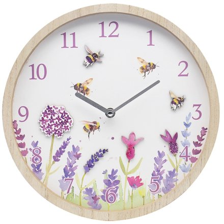 Flower & Bee Wall Clock, 30cm