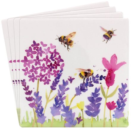 Lavender & Bees Coaster, S/4 10cm
