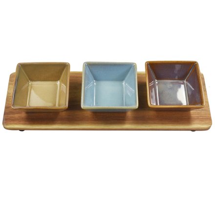 Snack Dishes & Wood Tray S3