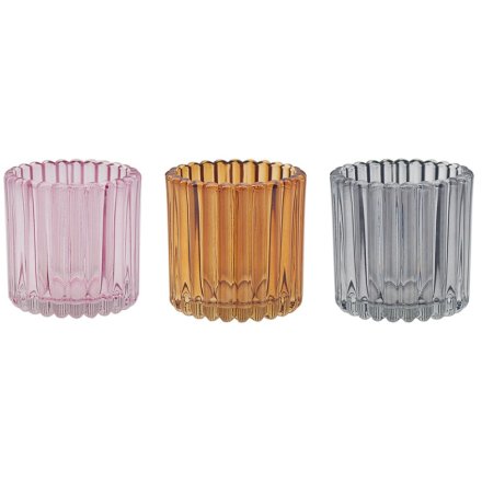 Ribbed Candle Holders 3/a