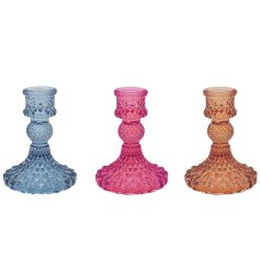  A stylish jewel design candle holder in 3 assorted styles.