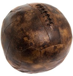 A brown doorstop in a vintage style football design. 