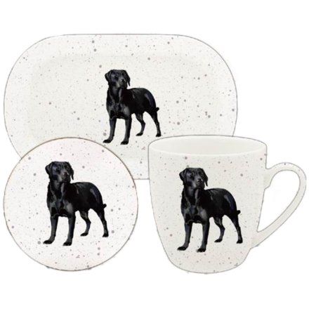 Black Labrador Mug, Coaster & Tray 21cm