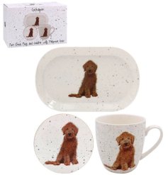 The perfect gift for a Cockapoo owner/ fan. Featuring a mug, coaster and tray set 