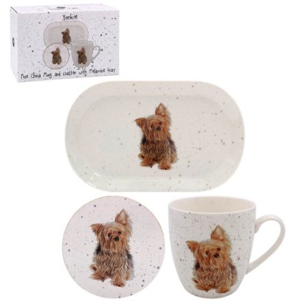Yorkshire Terrier Mug, Coaster & Tray, 21cm