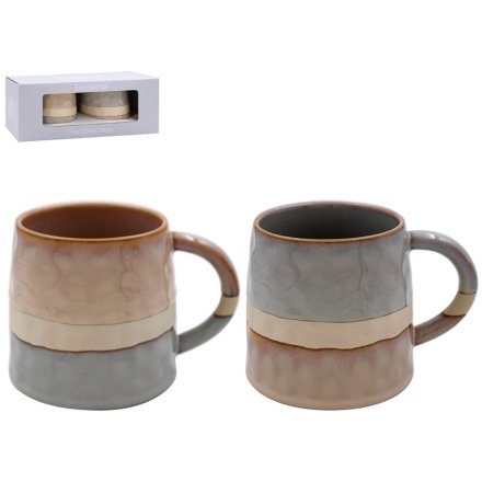 Fine China Reactive Glaze Mug, S/2 14cm