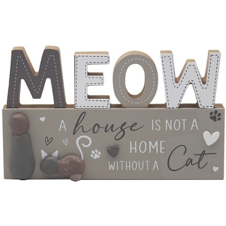 Not A Home Without A Cat plaque, 18cm