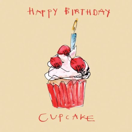 'Happy Birthday Cupcake' Greetings Card, 15cm