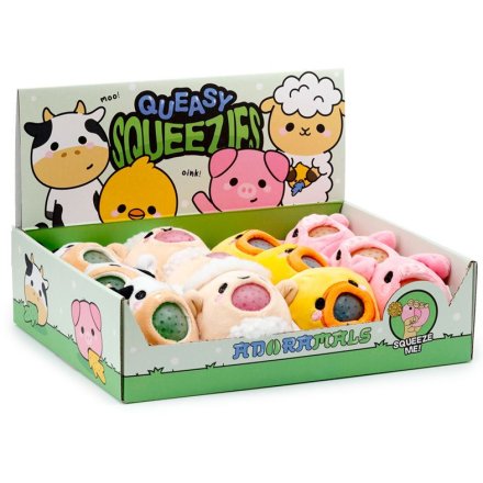 A farm animal Squishy toy in 4 assorted designs. 