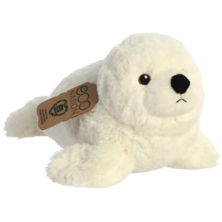 A plush seal soft toy in white from the Eco Nation range.
