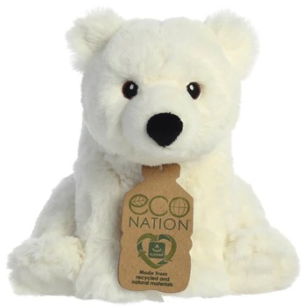 A gorgeous fluffy polar bear soft toy from the Eco Nation range. 