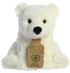 A gorgeous fluffy polar bear soft toy from the Eco Nation range. 