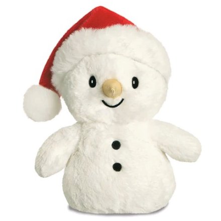 A super soft white snowman toy from the Glitzy Tots collection. 