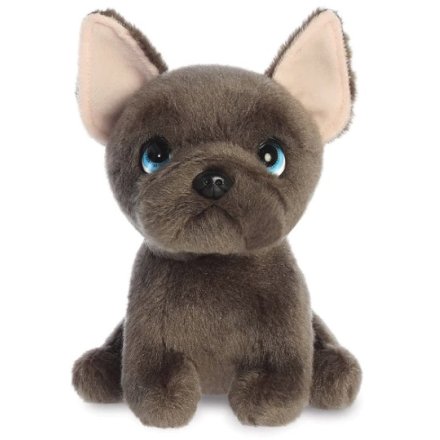 A super soft plush toy in a french bulldog design with the name Bonbon.