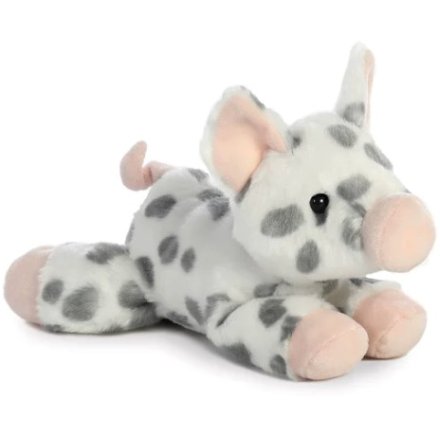 A piglet in a spotted design soft toy, part of the Mini Flopsies collection. 