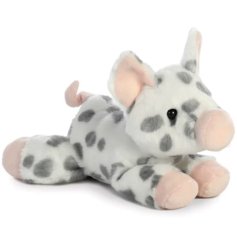 A piglet in a spotted design soft toy, part of the Mini Flopsies collection. 