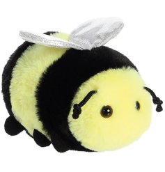A yellow and black bumble bee called beeswax from the Mini Flopsies range.