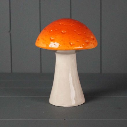 Orange Ceramic Mushroom, 19cm