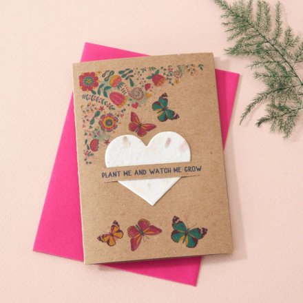 Plantable Greetings Card - Butterflies, 10.5cm