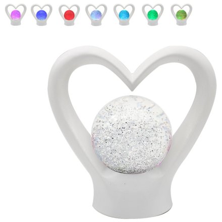 Heart Glitter Lamp Silver, 18cm