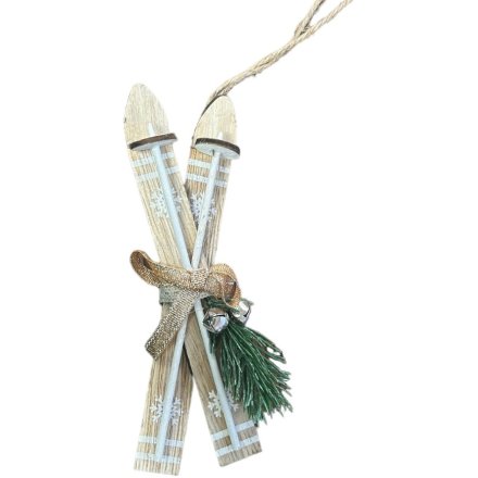 Hanging Ski Pair Decoration, 23.5cm