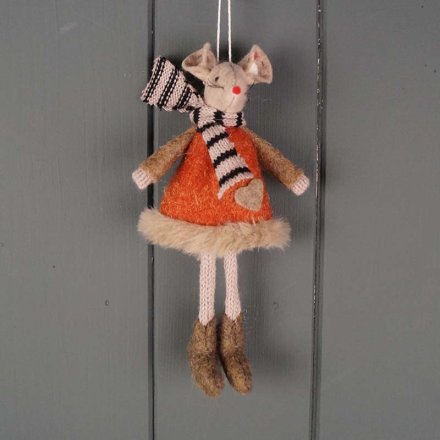 Rust Fabric Mouse, 16cm