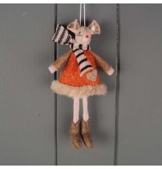 A charming seasonal mouse decoration with hanger. Beautifully coloured in rich autumn tones. 