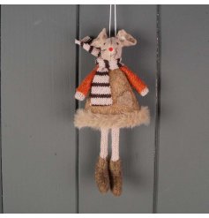 A charming fabric mouse hanger with knitted details including a cosy scarf. 