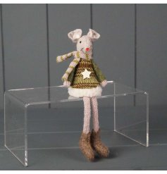 A charming knitted mouse decoration with scarf and star detail. A lovely seasonal gift item and interior accessory.