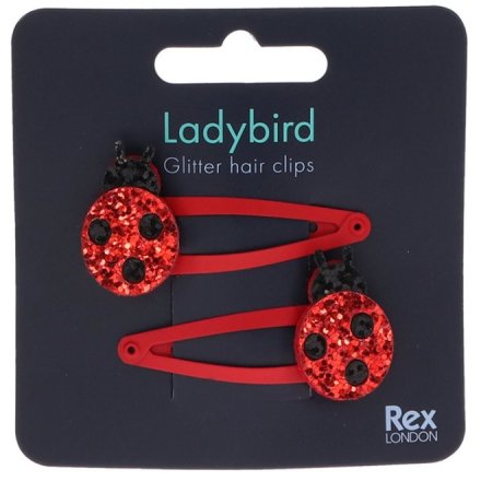 Elevate your hair game with this set of 2 unique red clips with sparkling ladybirds. 