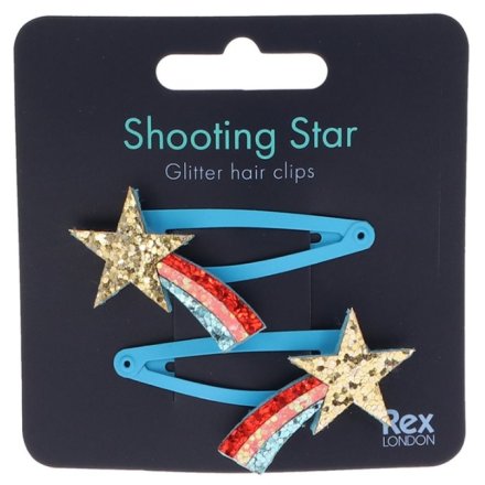 A set of two unique and sparkling shooting star hair grips. 