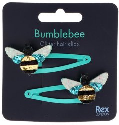 A set of 2 sparkling bumble bee clips. A unique accessory for the style savvy.
