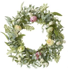 Add a splash of colour to the front door with this gorgeous spring wreath made from an array of artificial blooms and