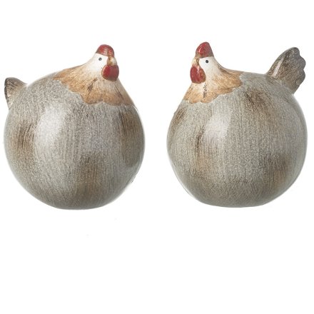 Small Round Ceramic Cock & Hen Mix