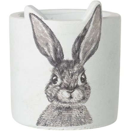 White & Grey Bunny Pot, 9cm