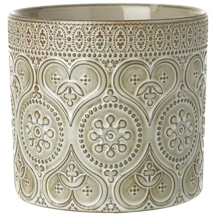 Patterned Ceramic Pot, 11.8cm