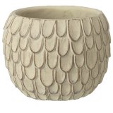 This flower pot with continuous petal patterns is a great accessory to display in a kitchen window or shelf to add a rus