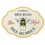 A colourful bee themed metal sign for the home and garden. A lovely sentiment gift item. 