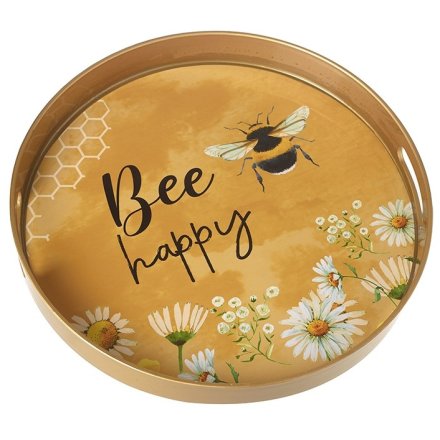 Bee Happy Round Tray, 33cm