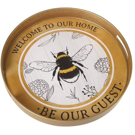Welcome To Our Home Bee Tray, 33cm