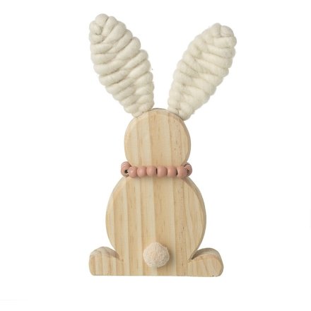 Wooden Sitting Bunny, 19.5cm