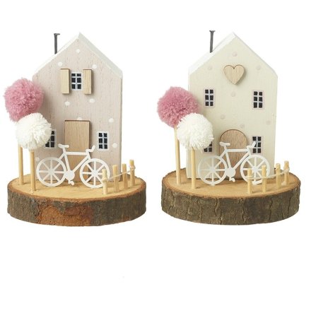 Chic Wooden House Decoration, 2A 12cm