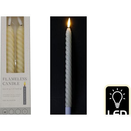 2Pk Twisted Taper Candles, 25cm